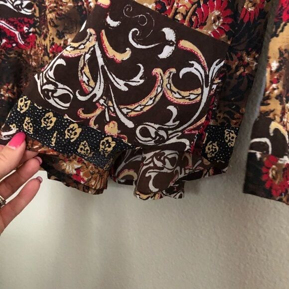 Chico’s Brown Multicolor Cotton Danielle Shirt 3 - Picture 5 of 7